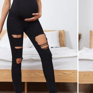 Black ripped Maternity jeans